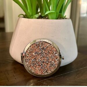New Glam Compact Mirror -Rose on Silver